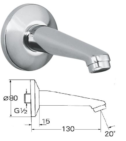 Grohe - Wall Basin Spout 1/2" 130mm - 13537000 - 13537 - DISCONTINUED 