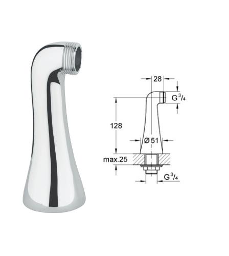 Grohe - Arabesk Pillar Union 180mm Centres - 18066000 - 18066