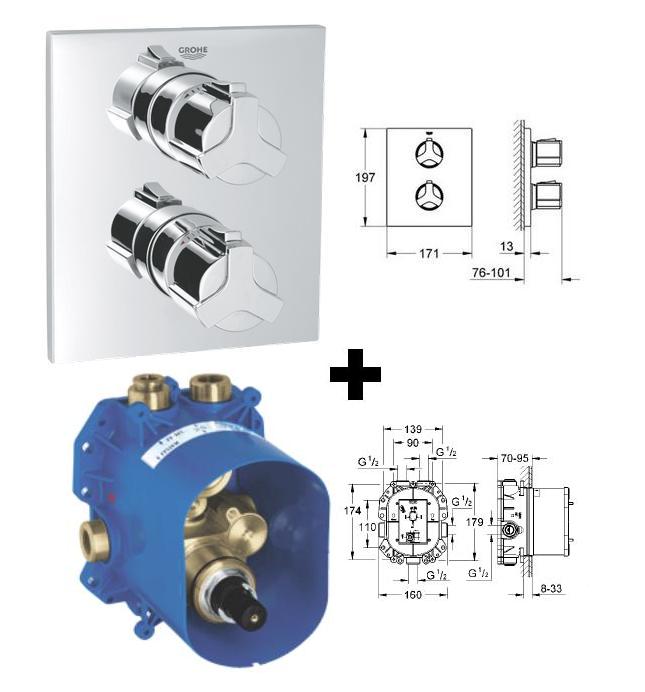 Grohe - Allure Thermostatic Bath/Shower Mixer Trim, With Concealed Body 35500 - 19380+35500 - 19380000+35500000