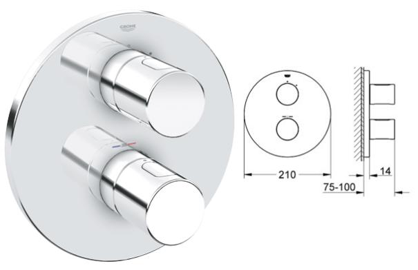 Grohe - Grohtherm 3000 Cosmopolitan - Thermostat Chrome Trim Shower - 19464000 - 19464 - DISCONTINUED 