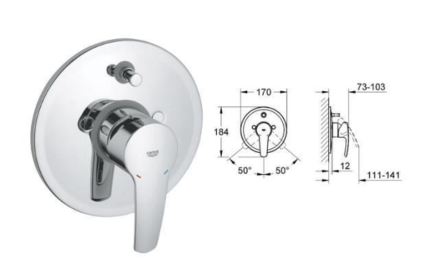 Grohe - Eurostyle - Single Lever Bath/Shower Mixer Trim Set - 19506001 - 19506 001