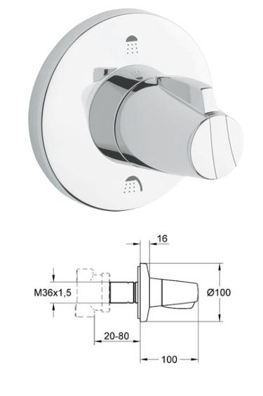 Grohe - Chiara 3-Way Diverter - 19906000 - 19906