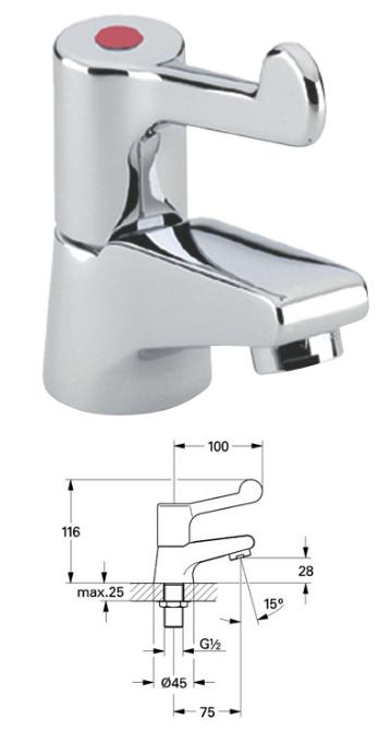 Grohe - Hospita Basin Taps, 1/2", Hot & Cold Caps - 20025000 - 20025