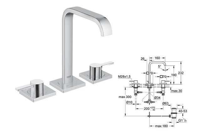 Grohe - Allure 3 Hole Basin Mixer Deck Mounted - 20188 - 20188000 