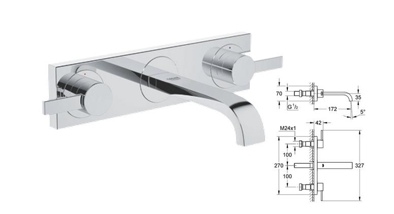 Grohe - Allure 3 Hole Basin Mixer Wall Mounted - 20189 - 20189000 
