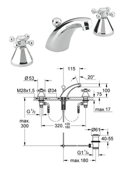 Grohe - Arabesk - 3 Hole Basin Mixer HP/LP - 20701000 - 20701