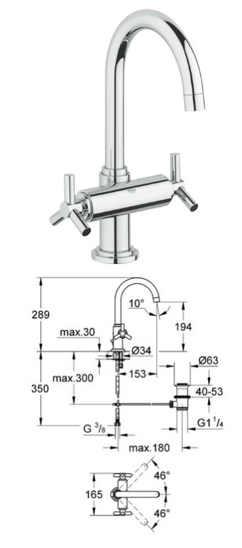 Grohe - Atrio - Ypsilon Handle Chrome Basin Mixer HP - 21019000 - 21019