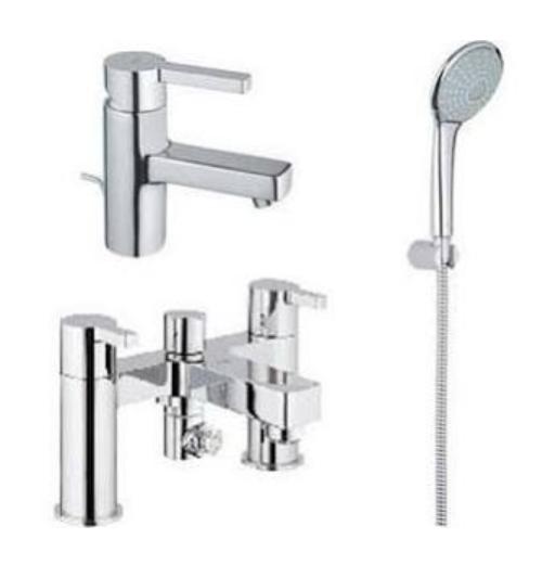 Grohe Lineare Basin, Bath/Shower Mixer & Euphoria Shower Kit - 23248000