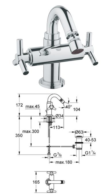 Grohe - Atrio - Ypsilon Handle Bidet Mixer Wall HP - 24027000 - 24027