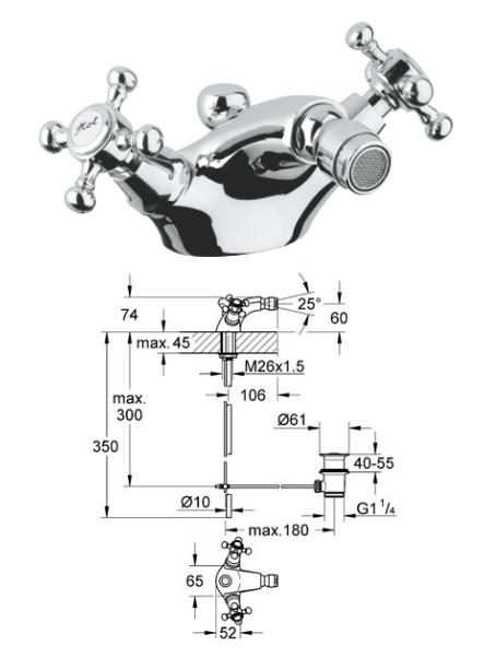 Grohe - Arabesk - Bidet Mixer Mono HP/LP - 24403000 - 24403