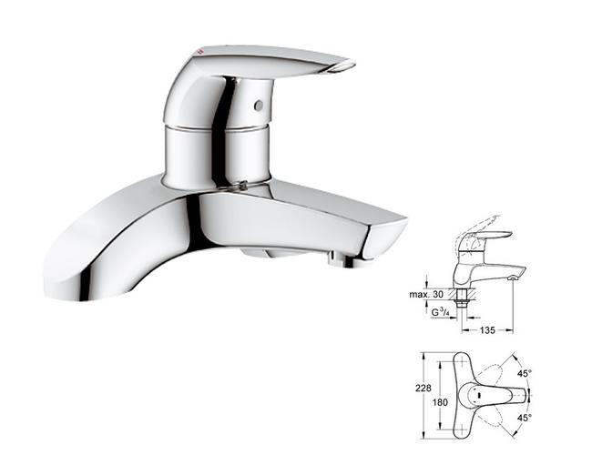 Grohe - EuroDisc Deck Bath Filler Chrome - 25101 - 25101000 