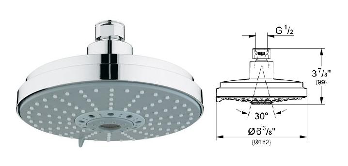 Grohe - Rainshower Cosmopolitan - Shower Head 6.1/4 Inch 4 Spray Patterns - 27135000 - 27135