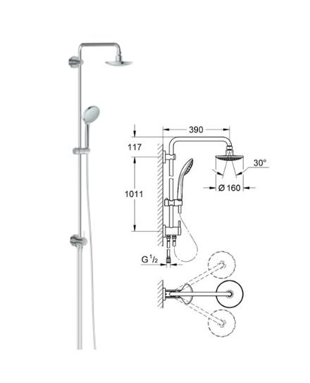 Grohe - Euphoria System Diverter 9.4 (lpm) With 390mm Arm - 27297 - 27297000 