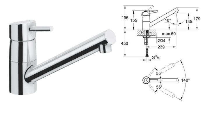 Grohe - Concetto - Sink Mixer Low Spout - 32659000 - 32659