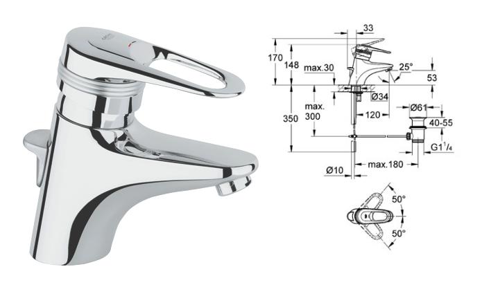 Grohe - Europlus Single-Lever Basin Mixer 1/2" - 33153001 - 33153 001 - DISCONTINUED 