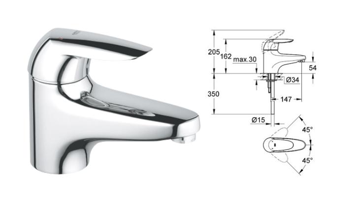 Grohe - Eurodisc - 1TH Single Lever Bath Filler HP/LP - 33333000 - 33333 - DISCONTINUED 