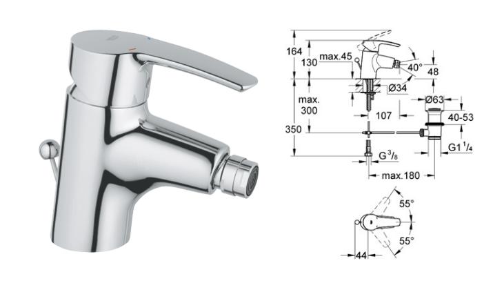 Grohe - Eurostyle - Bidet Mixer Pop-Up Waste - 33565001 - 33565 001 