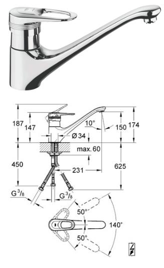 Grohe - Europlus Sink Mixer 1/2" - 33931000 - 33931