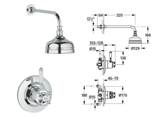 Grohe - Grohmaster Avensys Traditional Thermostatic Dual 1/2" - Chrome/White - 34043IL0 - 34043 IL0 - DISCONTINUED 