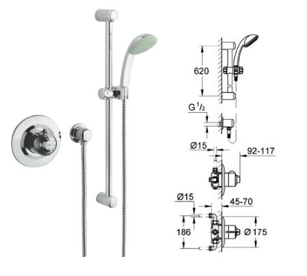 Grohe - Grohmaster Avensys Classic Thermostatic Dual BIV Chrome/Matt Chrome - 34083IP0 - 34083 IP0