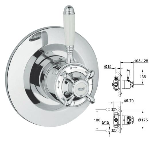 Grohe - Avensys Shower - Traditional Dual Control White/Chome Plated - DISCONTINUED - 34114IL0 - 34114 IL0