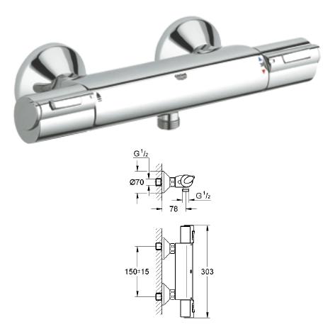 Grohe - G1000 HP Exposed Thermostatic Shower Mixer - 34 143 000 - 34143