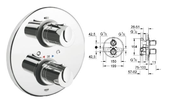 Grohe - G1000 HP Concealed Thermostatic 1/2" Complete - 34 161 000 - 34161