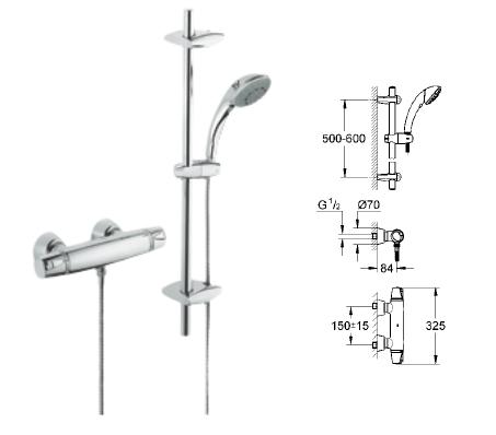 Grohe - Grohmaster Grohtherm G3000 HP Movario 5 Shower Set EV - 34 181 000 - 34181