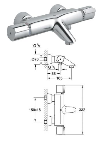 Grohe - Grohtherm 2000 Special Thermostatic Bath/Shower Mixer 1/2" - 34202000 - 34202