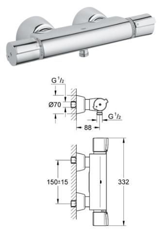 Grohe - Grohtherm 2000 Special Thermostatic Shower Mixer 1/2" - 34205000 - 34205