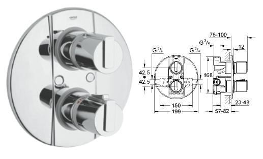 Grohe - G2000 HP/LP Concealed Thermostatic 3/4" - 34 235 000 - 34235 - DISCONTINUED 