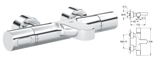Grohe Thermostatic Bath Shower Mixer Thermostat Manual Grohe Grohtherm 3000 Cosmopolitan Thermostatic Bath Shower Mixer 1 2 Wall Mounted