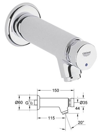 Grohe - Contropress Self-Closing Pillar Tap 1/2" Cold - 36176000 - 36176