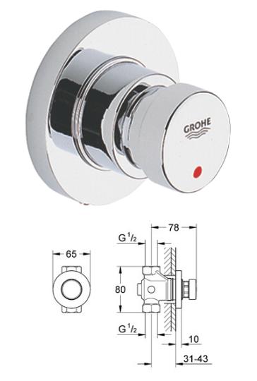 Grohe - Contropress Self-Closing Shower Valve 1/2" Hot - 36192000 - 36192 - DISCONTINUED 