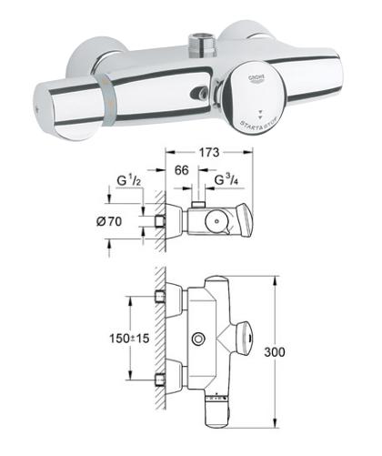 Eurodisc SE Self-Closing Shower Thermostat, 1/2" - 36244000 - 36244 