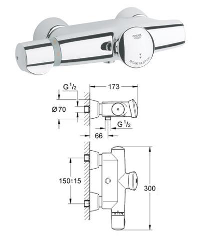 Grohe - Eurodisc SE Self-Closing Shower Thermostat, 1/2" - 36245000 - 36245