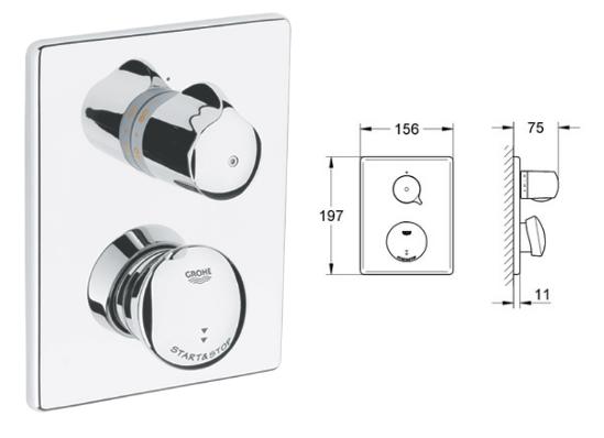 Grohe - Eurodisc SE Self-Closing Shower Thermostat, 1/2" - 36247000 - 36247