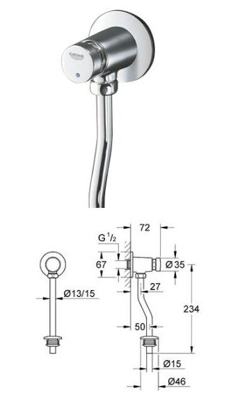 Grohe - Contropress Press Urinal Flush Valve - 37029000 - 37029 - DISCONTINUED 