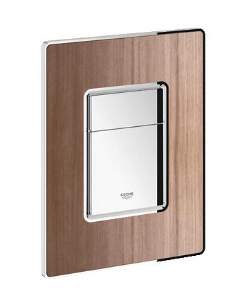 Grohe - Skate Cosmopolitan Wooden WC Wall Plate (Flush Plate) American Walnut/Chrome - 38849 HP0 - 38849HP0 