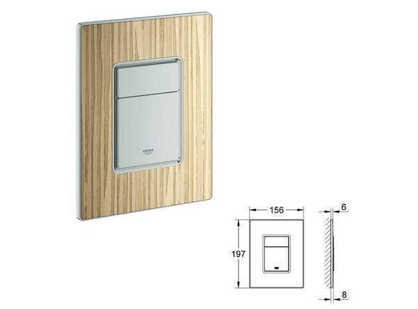 Grohe - Skate Cosmopolitan Wooden WC Wall Plate (Flush Plate) Ash Olive/Matt chrome - 38849 HT0 - 38849HT0 