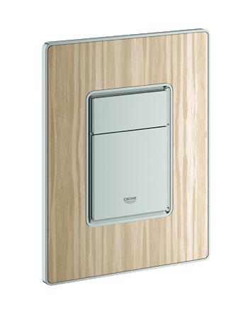 Grohe - Skate Cosmopolitan Wooden WC Wall Plate(Flush Plate) Bamboo/Matt Chrome - 38849 HV0 - 38849HV0 