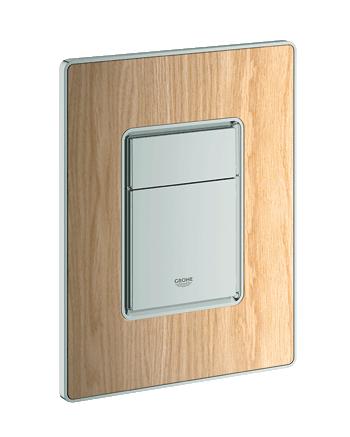 Grohe - Skate Cosmopolitan Wooden WC Wall Plate (Flush Plate) Natural Oak/Matt Chrome - 38849 HW0 - 38849HW0 - SOLD-OUT!! 