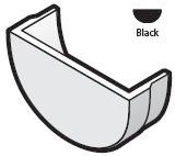 Half Round Black Gutter Internal Stopend - RE2-BK