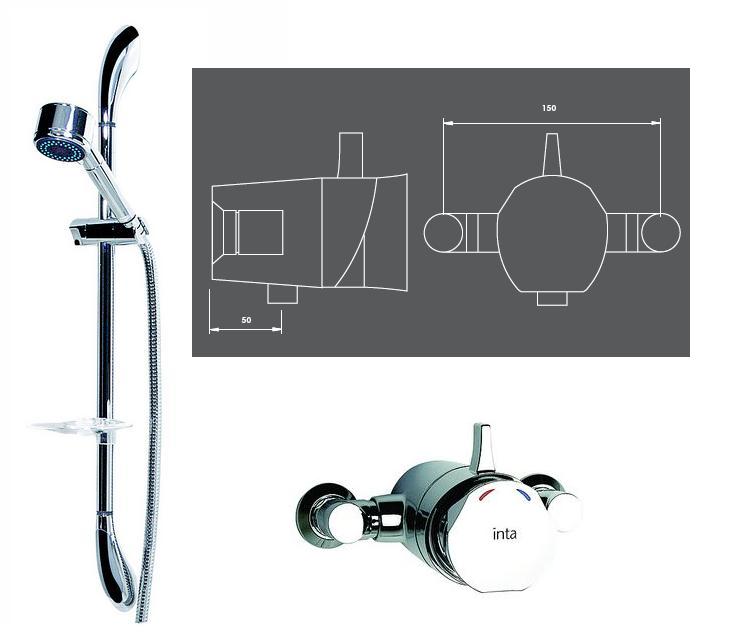 Inta Mood Contemporary Exposed Shower Valve and Slide Rail Kit - 9001411CP