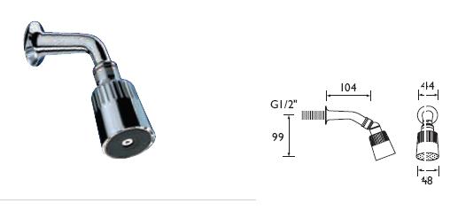 SIRRUS - Fixed Shower Head & Arm for Concealed Valve - KIT CRO-CP