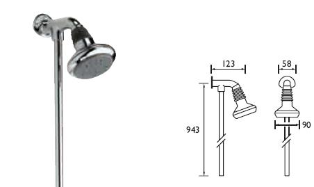 SIRRUS - Fixed Shower Head & Rigid Riser - KIT RBFH-CP