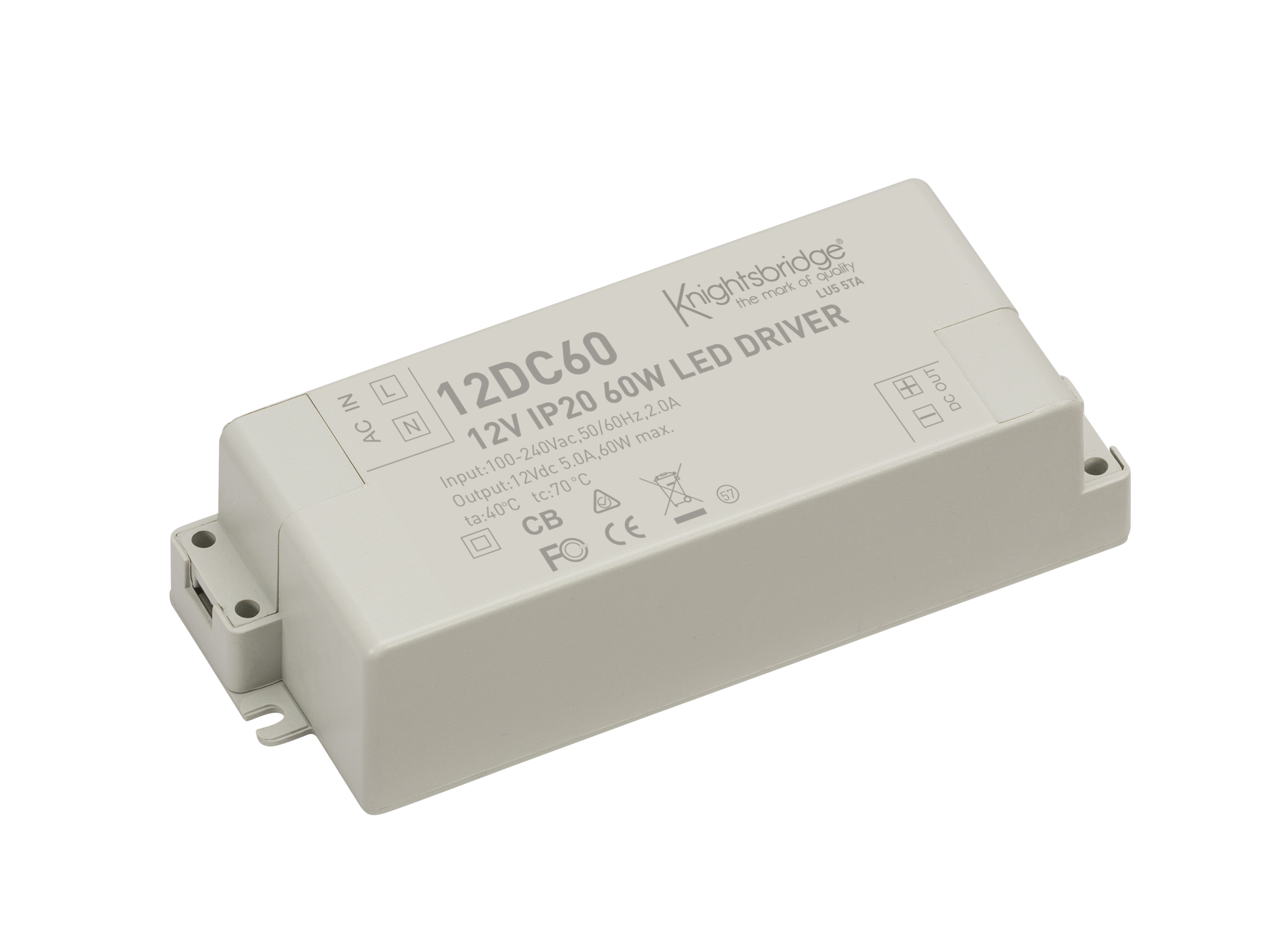 IP20 12V 60W DC LED Driver - Constant Voltage - 12DC60 