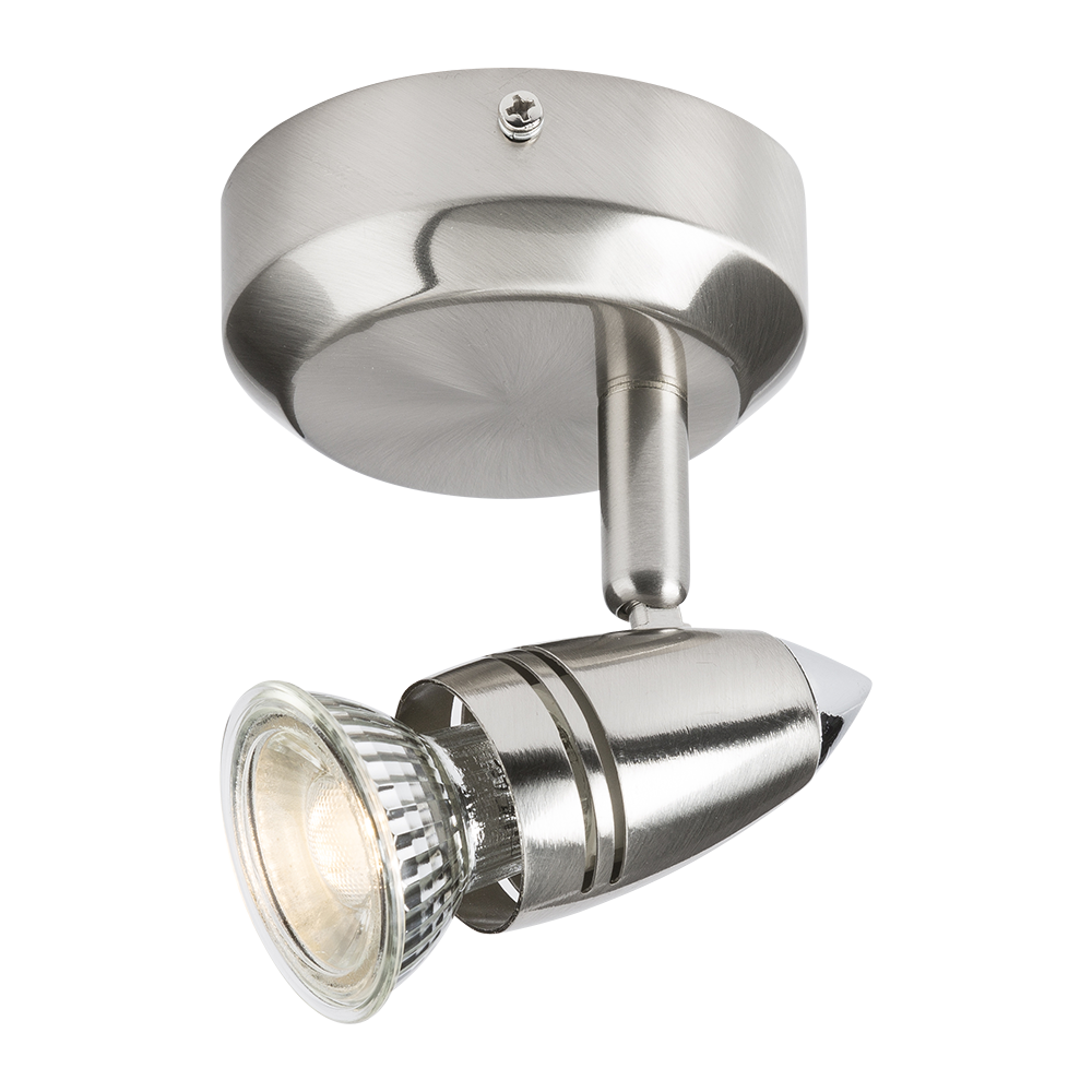 IP20 240V 50W GU10 1 X Spotlight Circular Base Brushed Chrome - AL131BC 