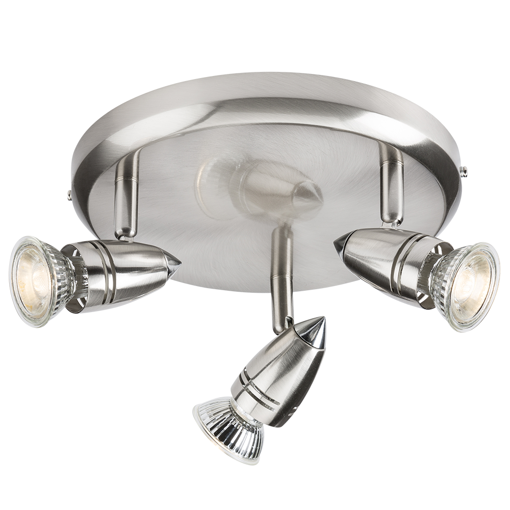 IP20 240V 50W GU10 3 X Spotlight Circular Base Brushed Chrome - AL133BC 