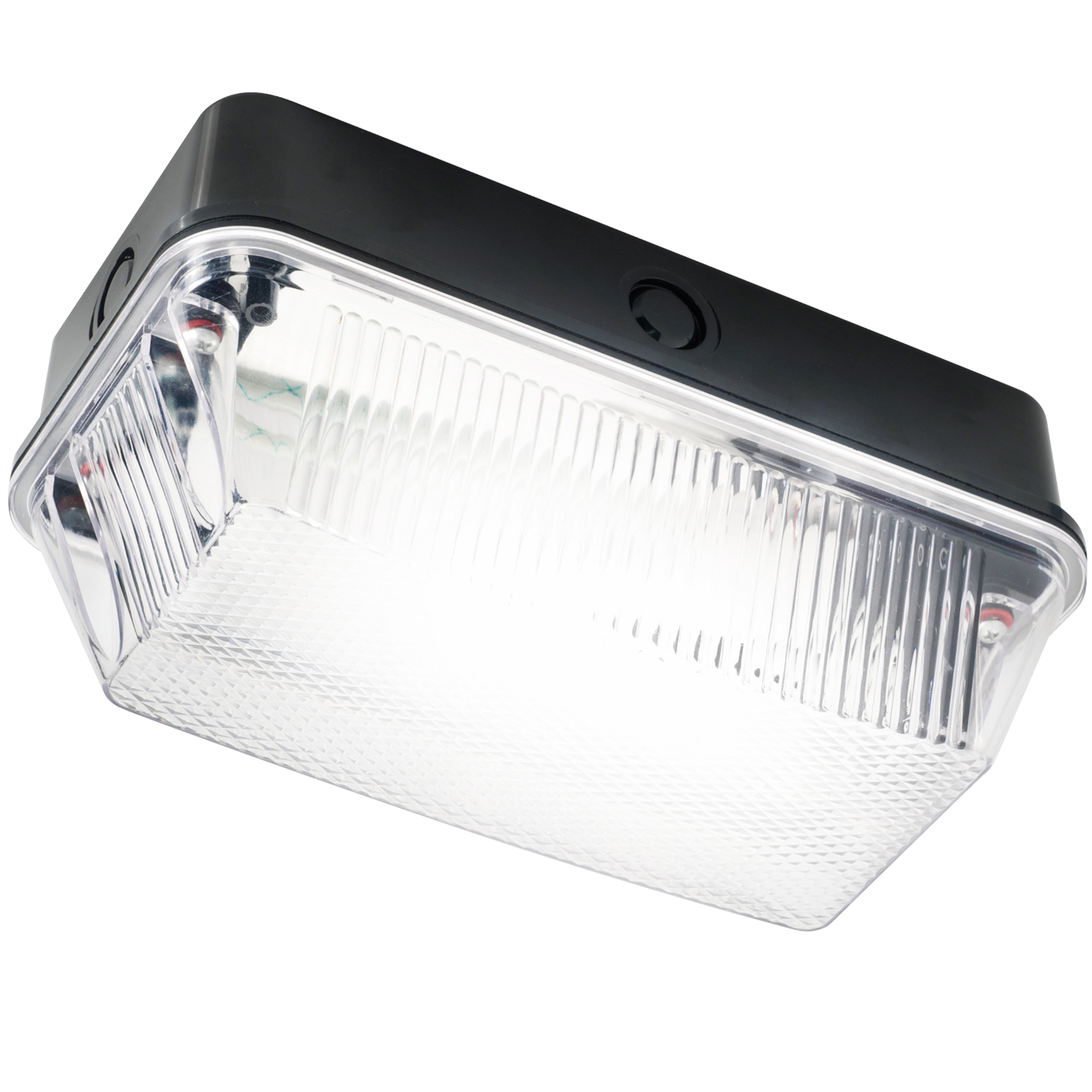 230V IP65 60W B22 Bulkhead With Clear Prismatic Diffuser And Black Plastic Base - BH22PB 